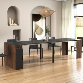 Modern Multifunctional Extendable Dining Table With Outlet, Space Saving Expanding Table With Storage For Party, Weddings, Meetings, Celebrations