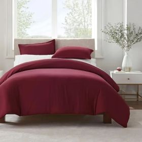 Serta Simply Clean Solid Duvet Cover Twin (Option: Red)