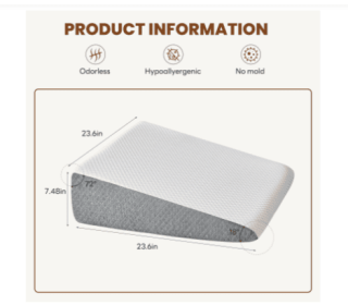 Wedge Pillow, Body Pillow , White& Grey (Option: Seven point five Inch)